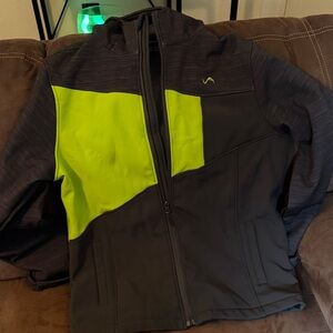 Gray and Neon Yellow Zip-Up Jacket
